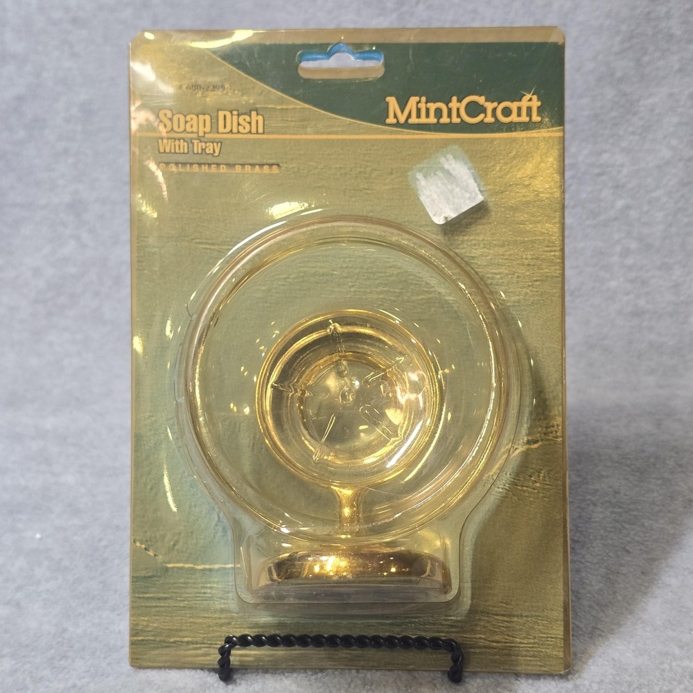 Vintage MintCraft Soap Dish 600-2299 Glass Tray Polish Brass Bathroom Hardware